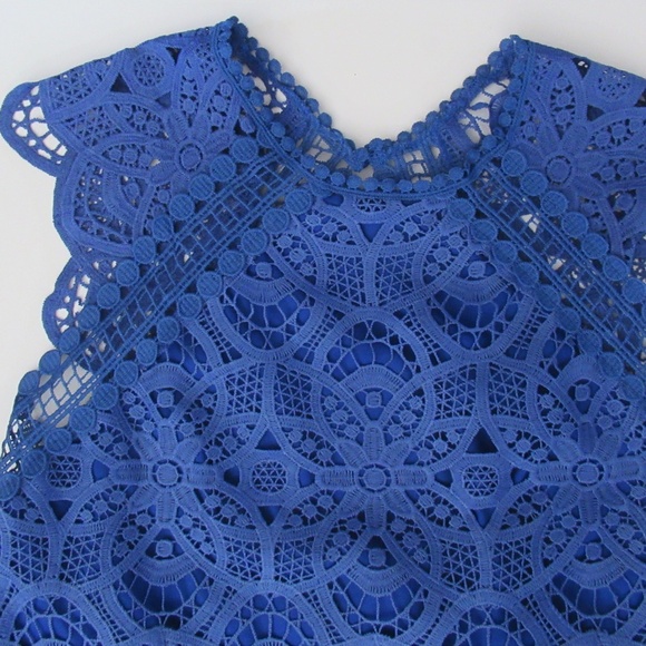 Laundry by Shelli Segal Blue Open Back Lace Dress NWT $195 - Picture 3 of 8